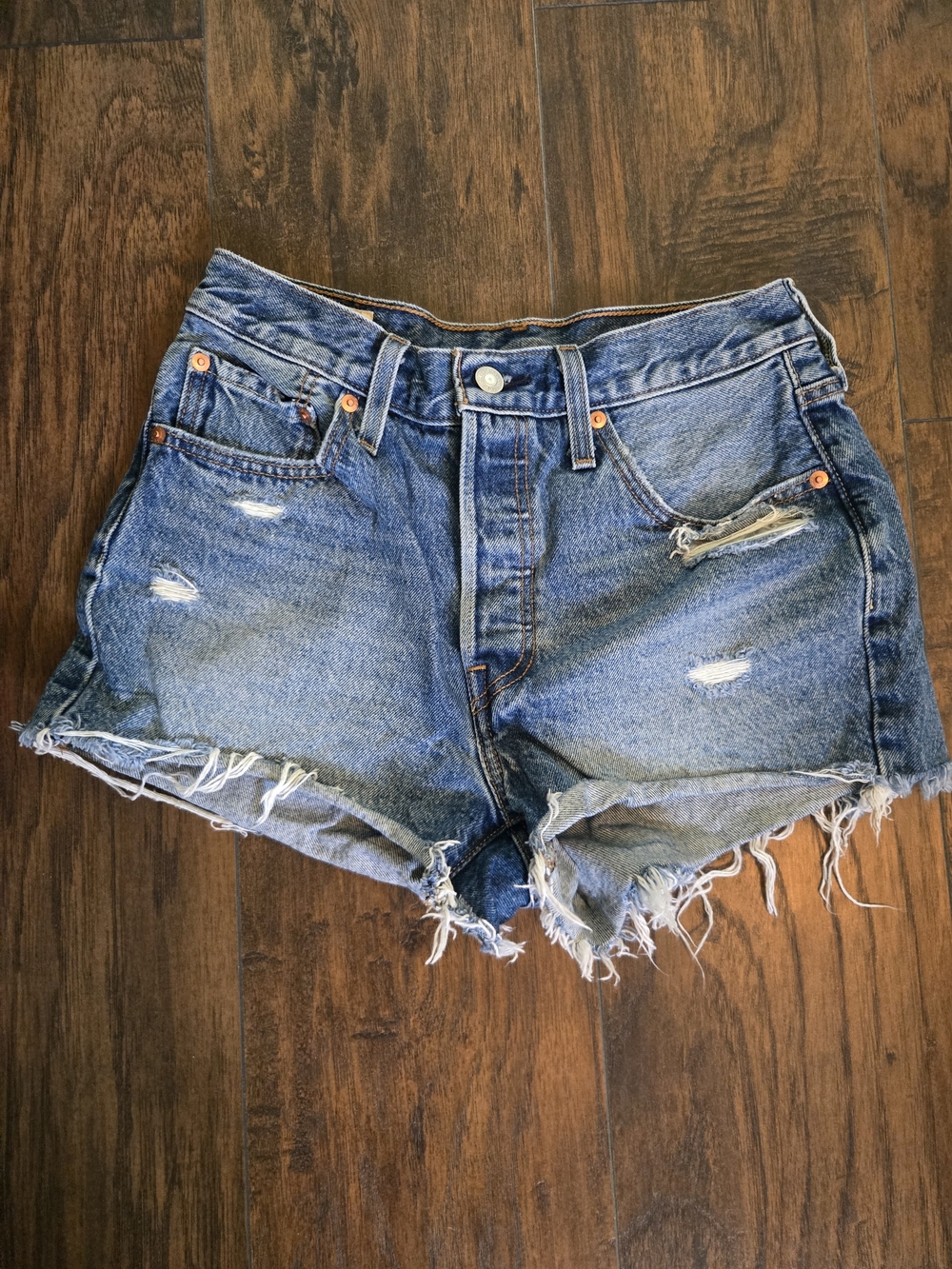 Levi's Blue Distressed Cutoff Denim Shorts